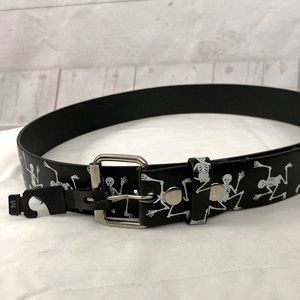Skeleton Print Size M (34-36) Bonded Leather Black Belt